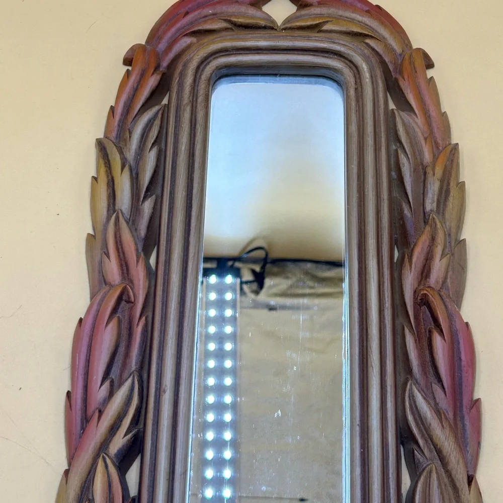 Vintage Homco 2416 brown leaf wall mirror candle sconce, ombré, thanksgiving